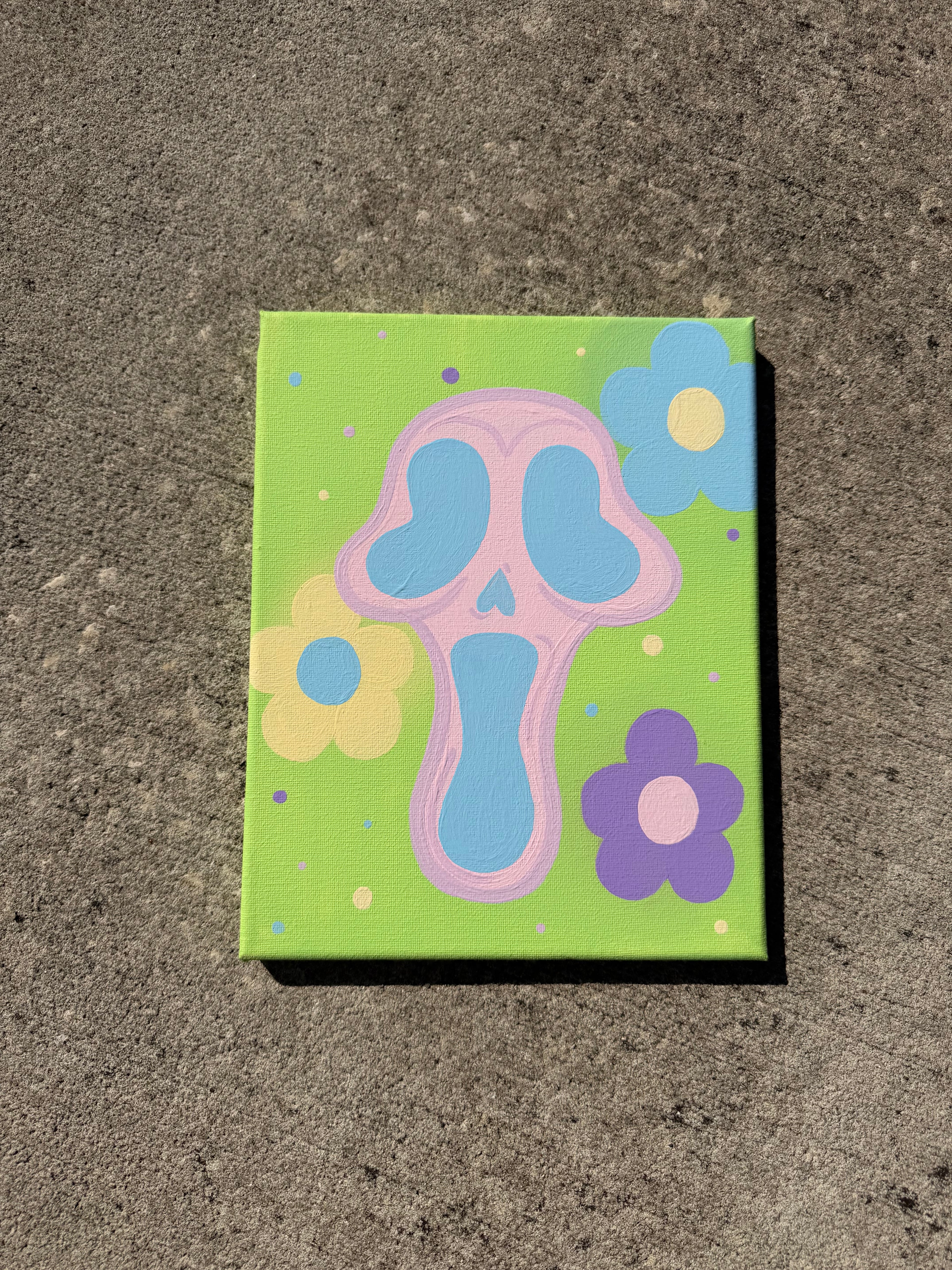 Screaming Florals, Original, Acrylic on Canvas, 8x10in
