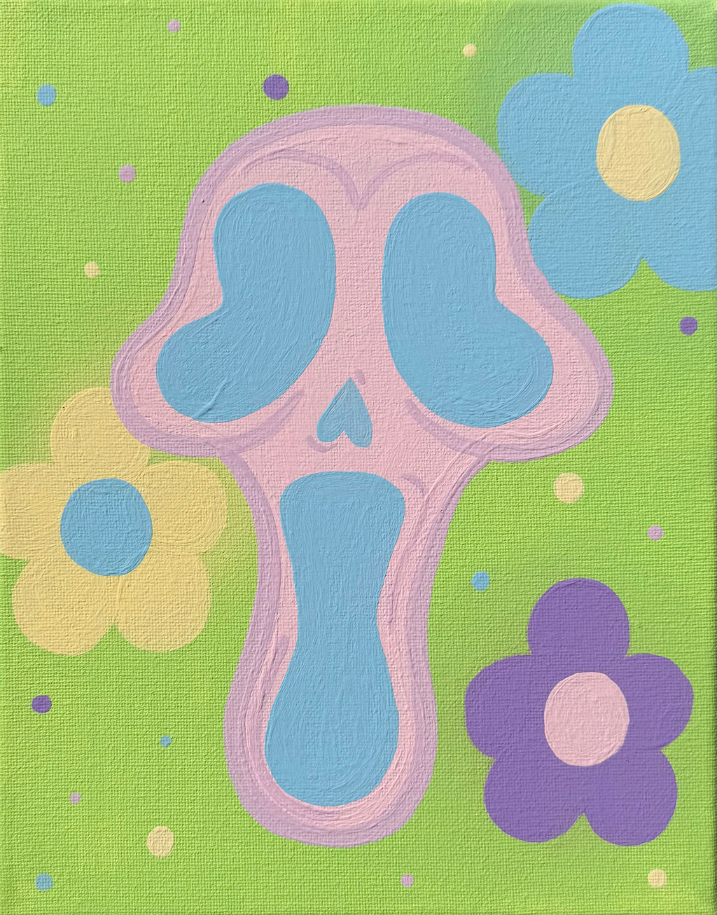 Screaming Florals, Original, Acrylic on Canvas, 8x10in