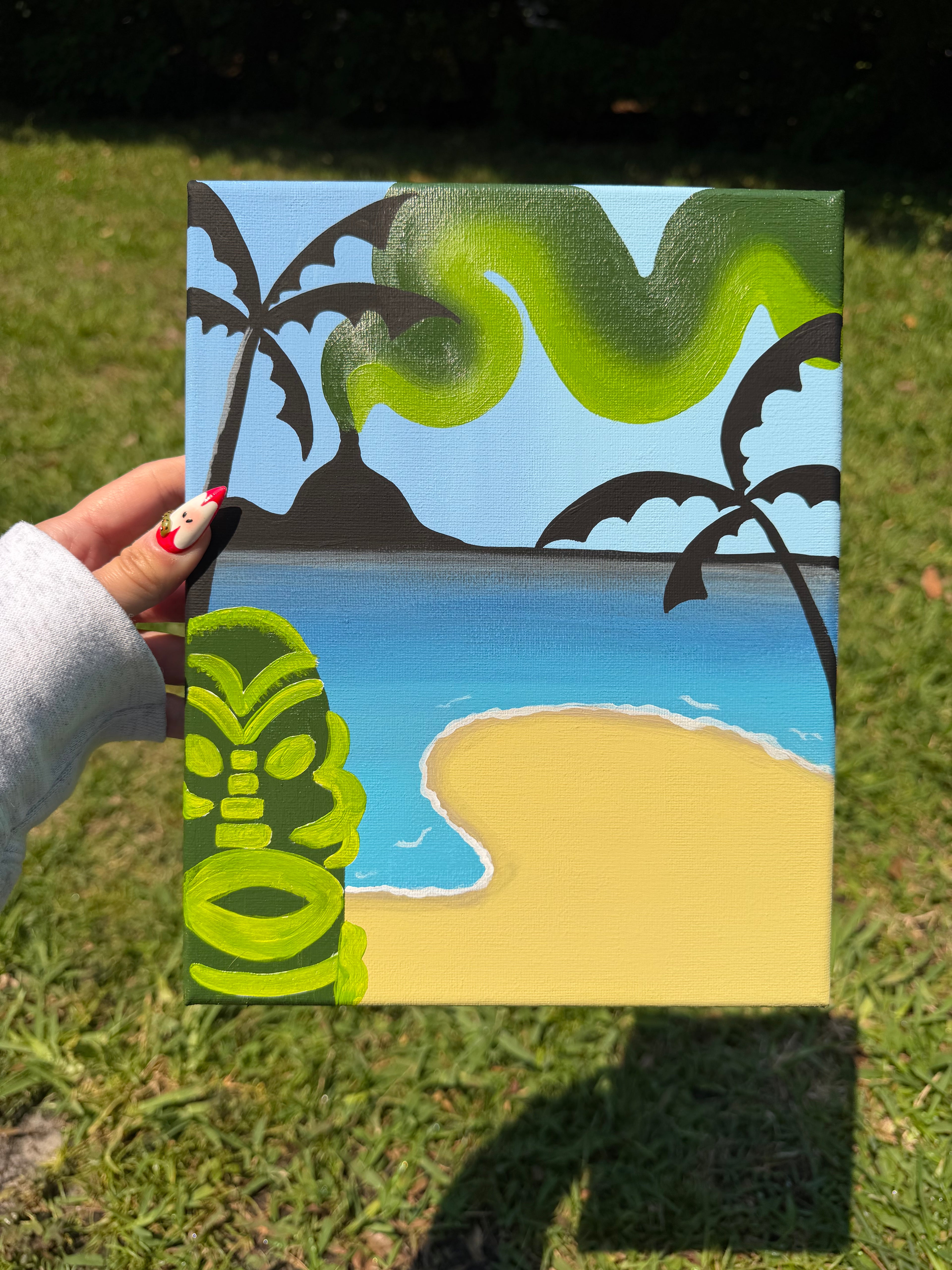 Creature at the Beach, Original, Acrylic on Canvas, 8x10in